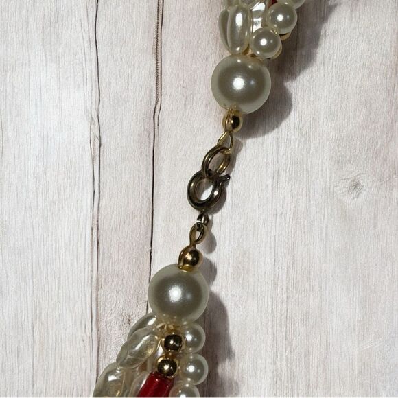 Multi-Strand Fresh Water Pearls Necklace and Twisted Cream and Multicolor Beads - Picture 5 of 5